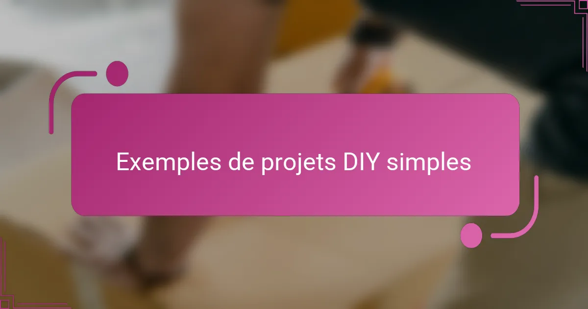 Exemples de projets DIY simples