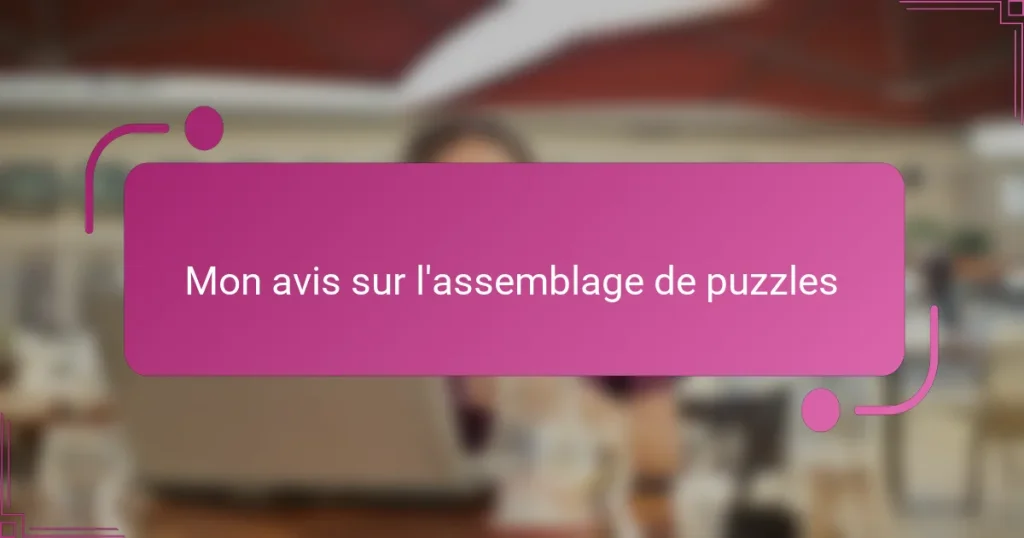 Mon avis sur l’assemblage de puzzles