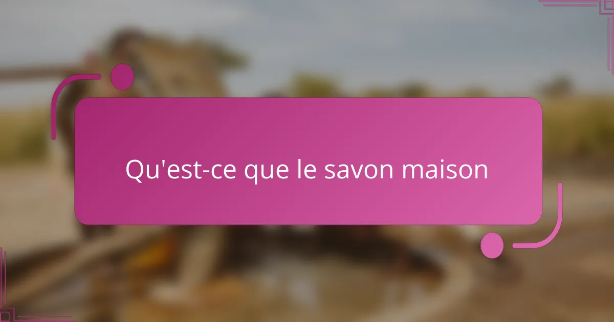 Qu'est-ce que le savon maison