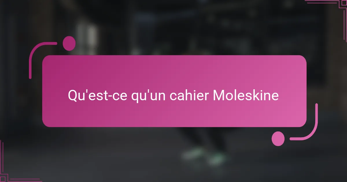 Qu'est-ce qu'un cahier Moleskine