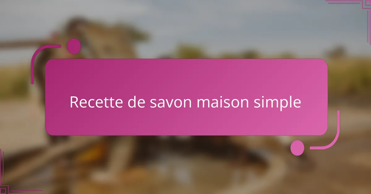 Recette de savon maison simple